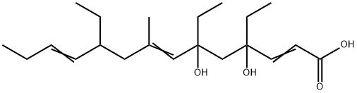 4,6-dihydroxy-8-methyl-4,6,10-triethyltetradeca-2,7,11-trienoic acid 结构式