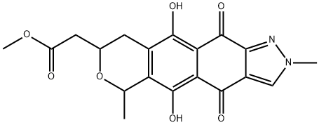 2,4,6,8,9,11-Hexahydro-5,10-dihydroxy-2,6-dimethyl-4,11-dioxo[2]benzopyrano[7,6-f]indazole-8-acetic acid methyl ester Structure