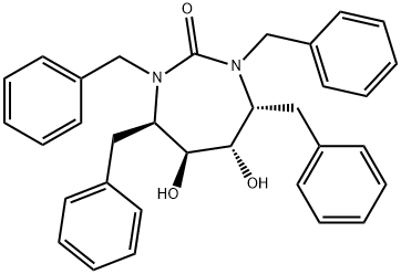 (4R,5S,6S,7R)-1,3,4,7-tetrabenzyl-5,6-dihydroxy-1,3-diazepan-2-one 结构式