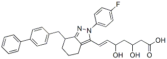 7-(7-((1,1'-biphenyl-4-yl)methyl)-2-(4-fluorophenyl)-4,5,6,7-tetrahydro-2H-indazol-3-yl)-3,5-dihydroxy-6-heptenoic acid 结构式