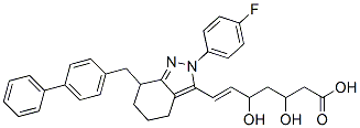 7-(7-((1,1'-biphenyl-4-yl)methyl)-2-(4-fluorophenyl)-4,5,6,7-tetrahydro-2H-indazol-3-yl)-3,5-dihydroxy-6-heptenoic acid Structure