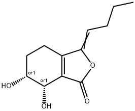 1(3H)-Isobenzofuranone, 3-butylidene-4,5,6,7-tetrahydro-6,7-dihydroxy- , cis- Struktur