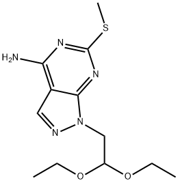 4-amino-6-methylthio-1-(2',2'-diethoxyethyl)-1H-pyrazolo(3,4-d)pyrimidine 化学構造式