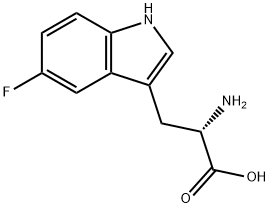 rac-(R*)-2-アミノ-3-(5-フルオロ-1H-インドール-3-イル)プロパン酸 化学構造式