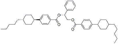 ビス[4-(trans-4-ペンチルシクロヘキシル)安息香酸](R)-1-フェニル-1,2-エタンジイル 化学構造式