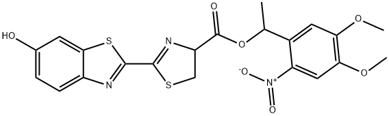 DL-LUCIFERIN (FIREFLY) 1-(4,5-DIMETHOXY-2-NITROPHENYL)ETHYL ESTER 化学構造式