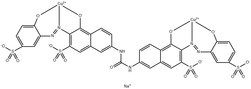 tetrasodium [mu-[[7,7'-(carbonyldiimino)bis[4-hydroxy-3-[(2-hydroxy-5-sulphophenyl)azo]naphthalene-2-sulphonato]](8-)]]dicuprate(4-) Structure