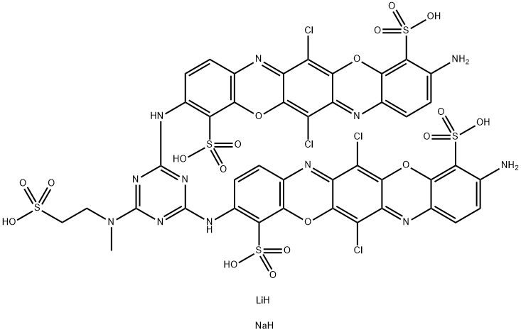 3,3′-[[6-Methyl(2-sulfoethyl)amino]-1,3,5-tri- azine-2,4-diyl]diimino]bis[10-amino-6,13- dichloro-4,11-triphenodioxazinedisulfonic acid, lithium sodium salt|