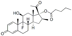 9-fluoro-11beta,17-dihydroxy-16beta-methylpregna-1,4-diene-3,20-dione 17-valerate Struktur