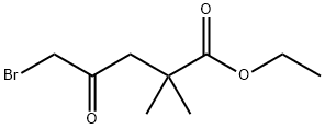 5-ブロモ-2,2-ジメチル-4-オキソペンタン酸エチル 化学構造式