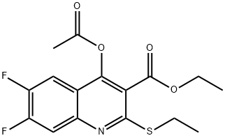 Ethyl 4-acetoxy-6,7-difluoro-2-(ethylthio)quinoline-3-carboxylate Struktur