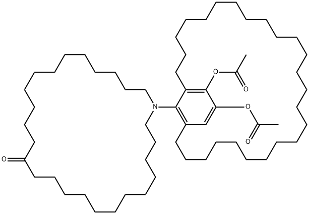 Azacyclohexacosan-14-one, 1-(28,29-dihydroxybicyclo[25.3.1]hentriacont a-1(31),27,29-trien-31-yl)-, diacetate (ester) 结构式