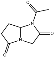 1H-Pyrrolo[1,2-a]imidazole-2,5(3H,6H)-dione,  1-acetyldihydro- Struktur
