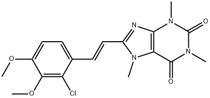 1H-Purine-2,6-dione, 3,7-dihydro-8-(2-(2-chloro-3,4-dimethoxyphenyl)et henyl)-1,3,7-trimethyl-,(E)- Structure