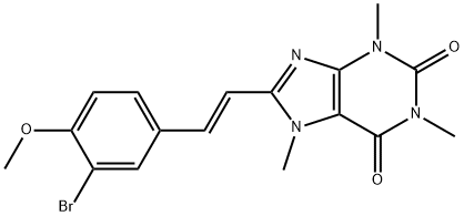 1H-Purine-2,6-dione, 3,7-dihydro-8-(2-(3-bromo-4-methoxyphenyl)ethenyl )-1,3,7-trimethyl-, (E)- 结构式