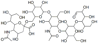 5-acetamido-2-[[6-[5-acetamido-6-[3,5-dihydroxy-2-(hydroxymethyl)-6-(1,2,4,5-tetrahydroxy-6-oxohexan-3-yl)oxyoxan-4-yl]oxy-4-hydroxy-2-(hydroxymethyl)oxan-3-yl]oxy-3,4,5-trihydroxyoxan-2-yl]methoxy]-4-hydroxy-6-(1,2,3-trihydroxypropyl)oxane-2-carboxylic acid 结构式