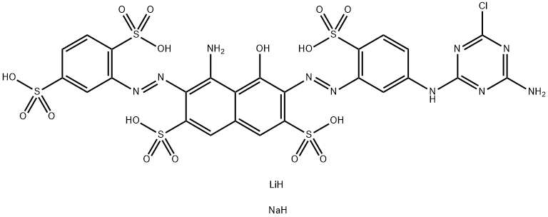 2,7-Naphthalenedisulfonic acid, 4-amino-6-5-(4-amino-6-chloro-1,3,5-triazin-2-yl)amino-2-sulfophenylazo-3-(2,5-disulfophenyl)azo-5-hydroxy-, lithium sodium salt Structure