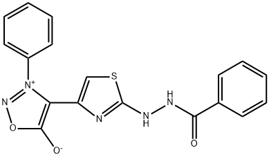 4-(2-(2-Benzoylhydrazino)-4-thiazolyl)-5-hydroxy-3-phenyl-1,2,3-oxadia zolium inner salt 结构式