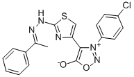 3-(4-Chlorophenyl)-5-hydroxy-4-((2-alpha-benzylidenehydrazino)-4-thiaz olyl)-1,2,3-oxadiazolium Structure