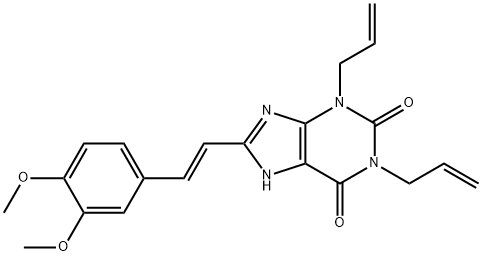 1H-Purine-2,6-dione, 3,7-dihydro-8-(2-(3,4-dimethoxyphenyl)ethenyl)-1, 3-di-2-propenyl-, (E)- Struktur
