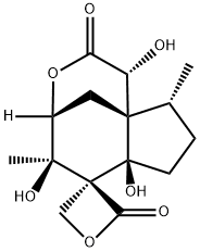 (1R,4R,5R,6R,6aR,9R,9aS)-4,5,6a,7,8,9-Hexahydro-1,5,6a-trihydroxy-5,9-dimethylspiro[6H-4,9a-methanocyclopenta[d]oxocin-6,3'-oxetane]-2,2'(1H)-dione,15589-82-9,结构式