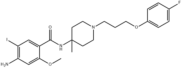 N-((3-p-fluorophenyl-1-propyl)-4-methyl-4-piperidinyl)-4-amino-5-iodo-2-methoxybenzamide Structure