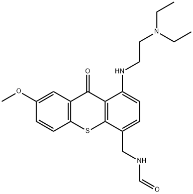 N-[(1-{[2-(DIETHYLAMINO)ETHYL]AMINO}-7-METHOXY-9-OXO-9H-THIOXANTHEN-4-YL)METHYL]FORMAMIDE, 155990-20-8, 结构式