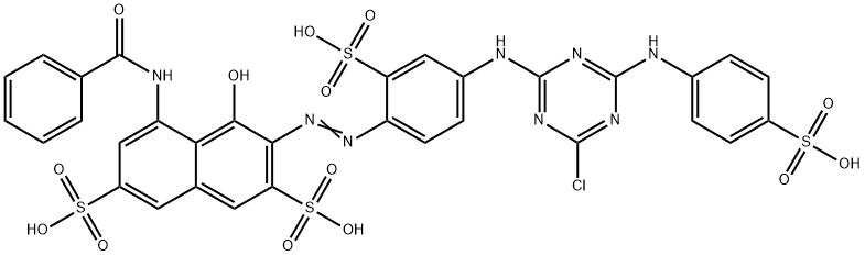 5-(benzoylamino)-3-[[4-[[4-chloro-6-[(4-sulphophenyl)amino]-1,3,5-triazin-2-yl]amino]-2-sulphophenyl]azo]-4-hydroxynaphthalene-2,7-disulphonic acid Structure