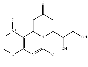 4-acetylmethyl-3,4-dihydro-3-(2,3-dihydroxypropyl)-2,6-dimethoxy-5-nitropyrimidine,156360-67-7,结构式