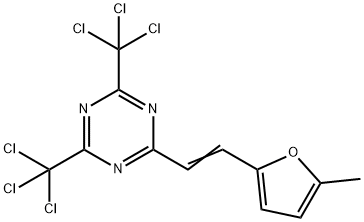 2-[2-(5-甲基呋喃-2-基)乙烯基]-4,6-双(三氯甲基)-1,3,5-三嗪, 156360-76-8, 结构式