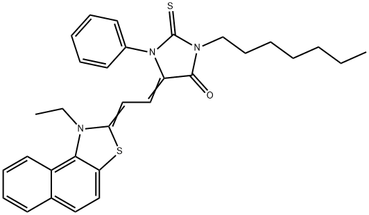 5-[(1-ethylnaphtho[1,2-d]thiazol-2(1H)-ylidene)ethylidene]-3-heptyl-1-phenyl-2-thioxoimidazolidin-4-one|