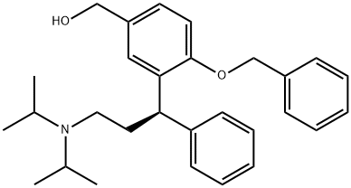 BenzeneMethanol, 3-[(1R)-3-[bis(1-Methylethyl)aMino]-1-phenylpropyl]-4-(phenylMethoxy)- Struktur
