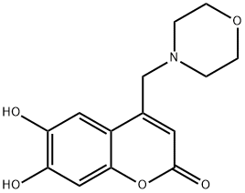 6,7-ジヒドロキシ-4-(モルホリノメチル)-2H-1-ベンゾピラン-2-オン 化学構造式
