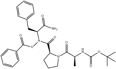 N-((tert-butoxycarbonyl)alanyl-prolyl-phenylalanyl)-O-benzoylhydroxylamine,157135-53-0,结构式