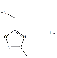 N-Methyl-1-(3-methyl-1,2,4-oxadiazol-5-yl)methanamine hydrochloride, 1573547-16-6, 结构式