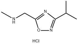 1-(3-Isopropyl-1,2,4-oxadiazol-5-yl)-N-methylmethanamine hydrochloride, 1573547-75-7, 结构式