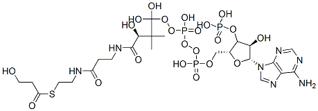 [(2R,3S,4R,5R)-5-(6-aminopurin-9-yl)-4-hydroxy-2-[[hydroxy-[hydroxy-[3-hydroxy-3-[2-[2-(3-hydroxypropanoylsulfanyl)ethylcarbamoyl]ethylcarbamoyl]-2,2-dimethyl-propoxy]phosphoryl]oxy-phosphoryl]oxymethyl]oxolan-3-yl]oxyphosphonic acid,157786-88-4,结构式
