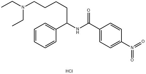 N-(5-(二乙氨基)-1-苯基戊基)-4-硝基苯甲酰胺盐酸盐,157832-56-9,结构式