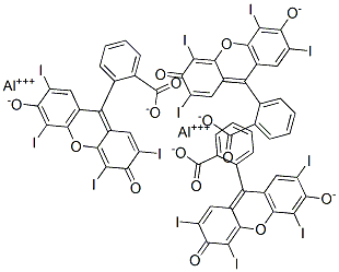 dialuminium tris[2-(2,4,5,7-tetraiodo-6-oxido-3-oxoxanthen-9-yl)benzoate] ,15790-05-3,结构式