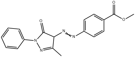 methyl 4-[(4,5-dihydro-3-methyl-5-oxo-1-phenyl-1H-pyrazol-4-yl)azo]benzoate  Struktur