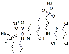 trisodium 4-hydroxy-3-[(2-sulphonatophenyl)azo]-5-[(2,5,6-trichloropyrimidin-4-yl)amino]naphthalene-2,7-disulphonate 