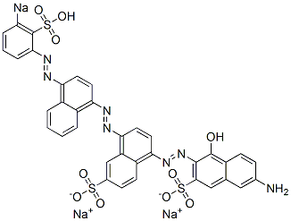 6'-Amino-1'-hydroxy-4-[[4-[(3-sodiosulfophenyl)azo]-1-naphthalenyl]azo][1,2'-azobisnaphthalene]-3',6-disulfonic acid disodium salt 结构式