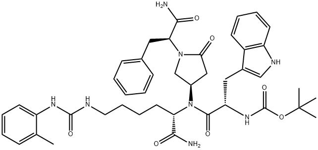 4-((1,1-dimethylethoxy)carbonyl)-tryptophyl-lysyl(2-tolylaminocarbonyl)amino-1-(benzylcarbamoylmethyl)pyrrolidin-2-one,157973-91-6,结构式