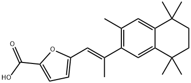 (E)-5-(2-(5,6,7,8-Tetrahydro-3,5,5,8,8-pentamethyl-2-naphthyl)propen-1 -yl)-2-furancarboxylic acid Struktur