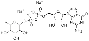 グアノシン5'-二りん酸β-(6-デオキシβ-L-ガラクトピラノシル) 化学構造式