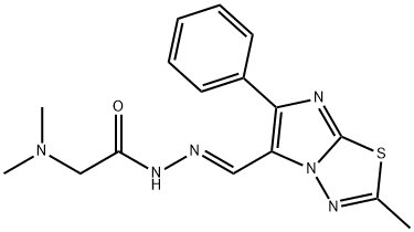 2-methyl-6-phenylimidazo(2,1-b)-1,3,4-thiadiazole-5-carboxaldehyde dimethylaminoacetohydrazone Struktur