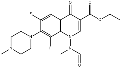 6,8-Difluoro-1-(formylmethylamino)-7-(4-methylpiperazin-1-yl)-4-oxo-1,4-dihydroquinoline-3-carboxylic acid ethyl ester Struktur