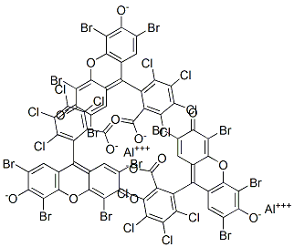 dialuminium tris[2-(2,4,5,7-tetrabromo-6-oxido-3-oxoxanthen-9-yl)-3,4,5,6-tetrachlorobenzoate] Struktur