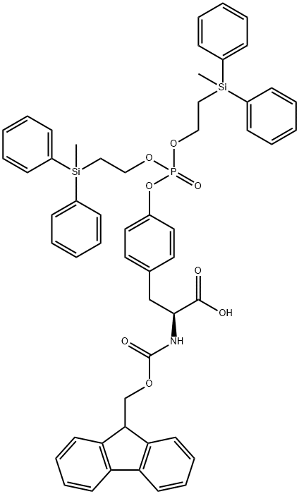 N-(9H-フルオレン-9-イルメトキシカルボニル)-O-[ビス[2-(メチルジフェニルシリル)エトキシ]ホスフィニル]-L-チロシン 化学構造式
