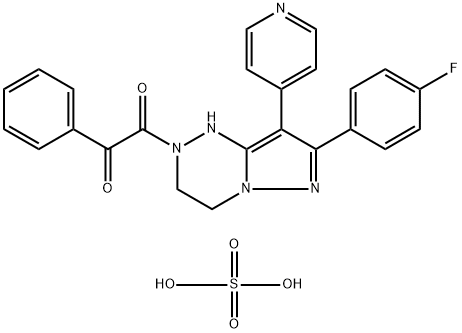 7-(4-FLUOROPHENYL)-1,2,3,4-TETRAHYDRO-2-(OXOPHENYLACETYL)-8-(4-PYRIDINYL)-PYRAZOLO[5,1-C][1,2,4]TRIAZINE SULFATE Structure